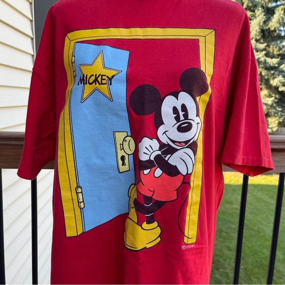 Vintage Mickey Mouse Shirt Adult Extra Large XL Red Disney 90s Cartoon Actor Tee - Picture 6 of 16